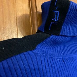 EUC, Blue/black turtle neck sweater with initials LRL on the neck